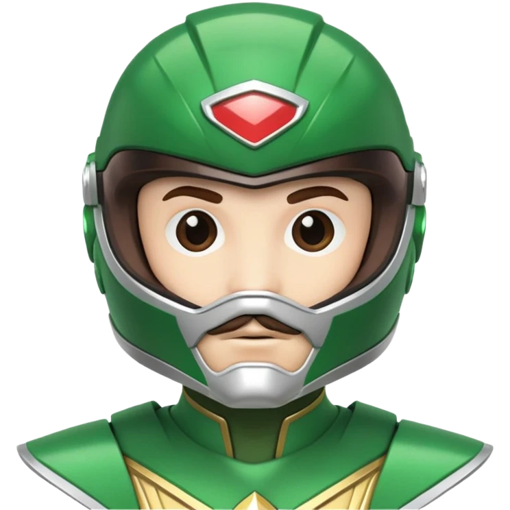 White version of the green power ranger with a brown mustache, green helmet emoji