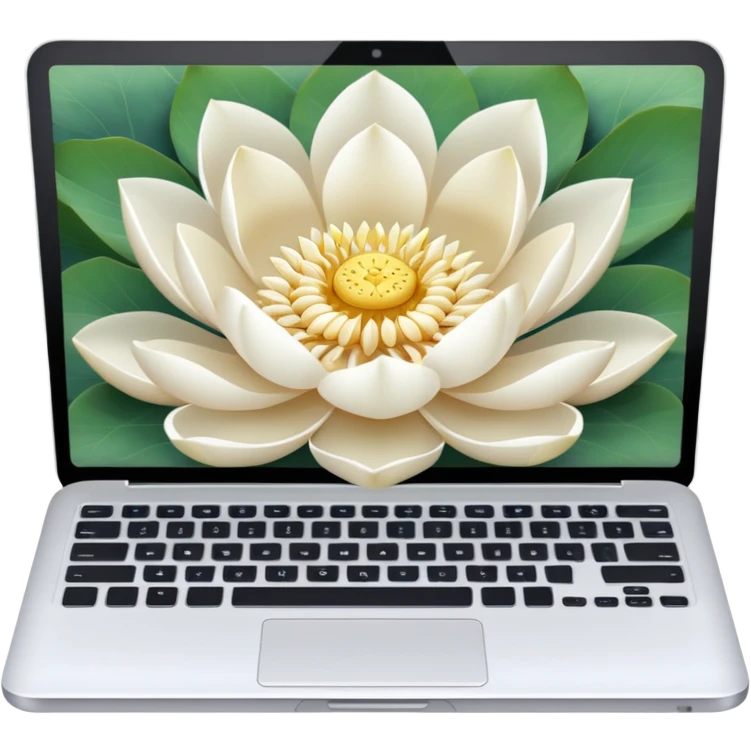 a laptop on top of a lotus flower emoji