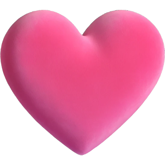 3D emoji style heart, pink, soft velvet texture emoji