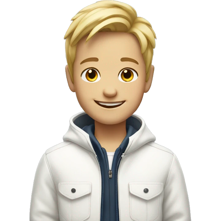 smiling boy in white jacket emoji