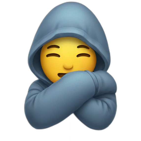 person embraces cold emoji