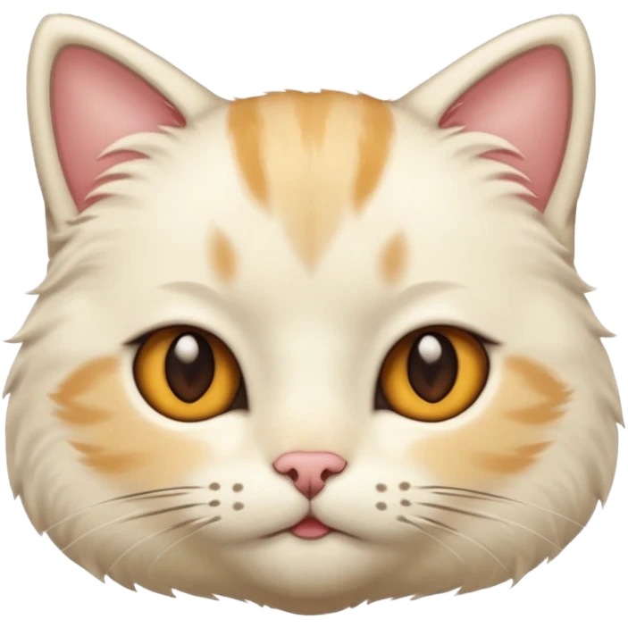 Cream cat face with short hairs, brown eyes and a neck emoji