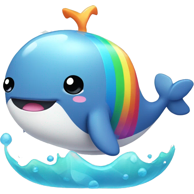 Kawaii whale with rainbow accessories   emoji