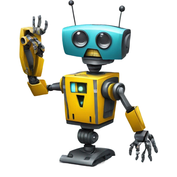 robot holding a movie claptrap emoji