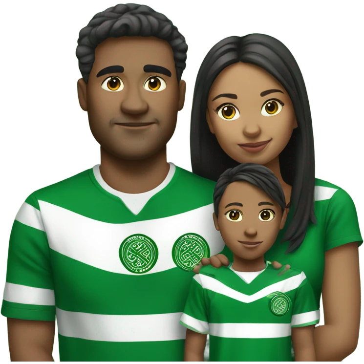 Family of 4 wearing Celtic fc tops  emoji