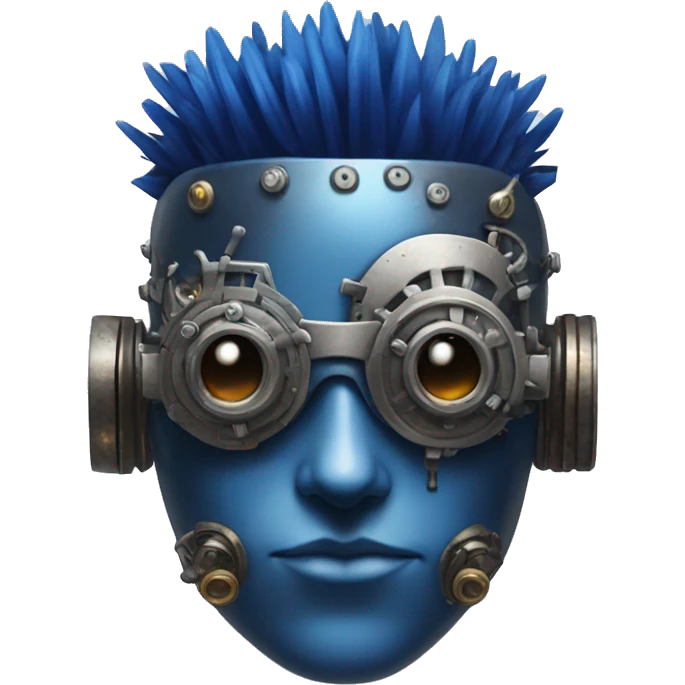 cyborg head with dark blue steampunk goggles and dark blue Mohawk  emoji