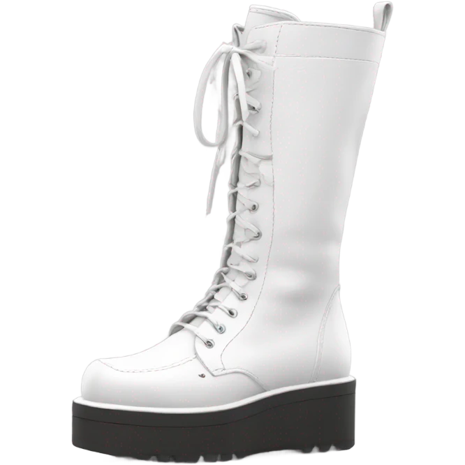 White Platform WOLFE High boots white leather emoji