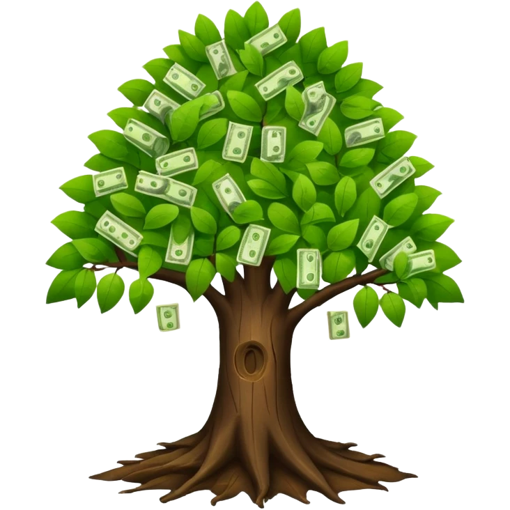 A tree with the leaves with money on it (keep the bark of the tree is still dark brown.* emoji
