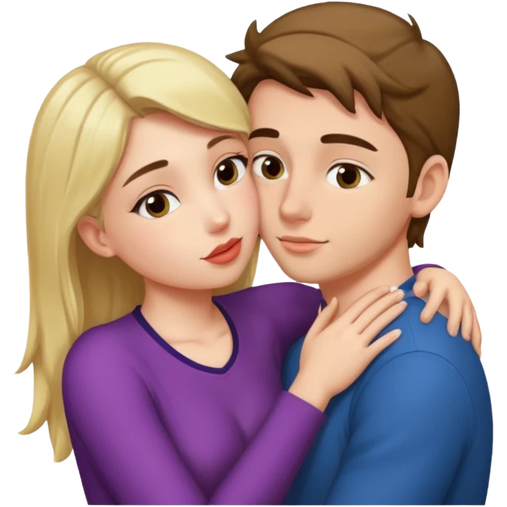 Girl kissing her boyfriend while her arms around her neck and his hands on her ass emoji