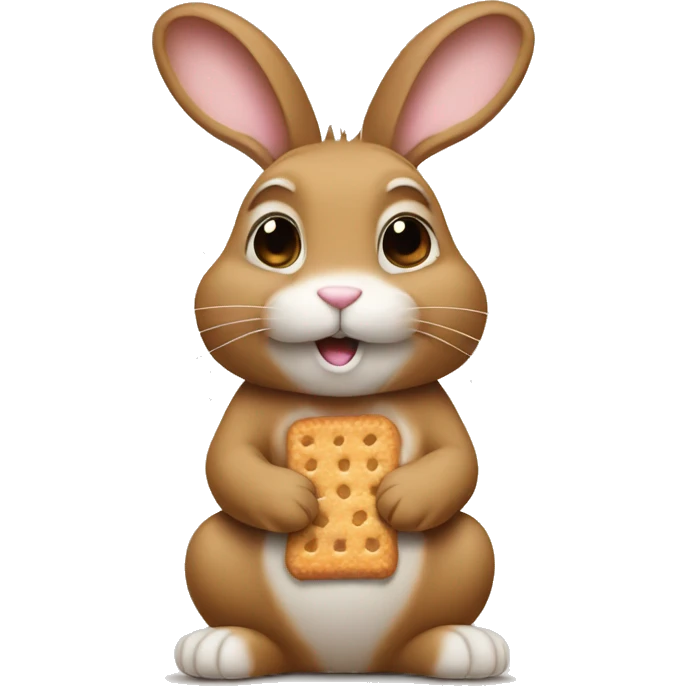 Light brown rabbit with biscuit in paw emoji