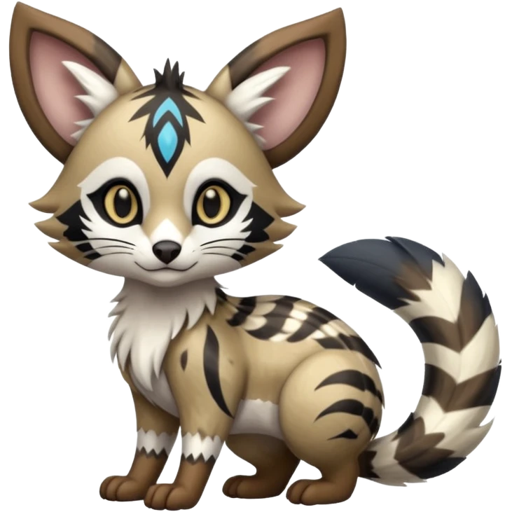 Futuristic furry fluffy floofy feathery tribal marked Genet-Absol-Furret-Zeraora-Primagen-fusion-creature  emoji