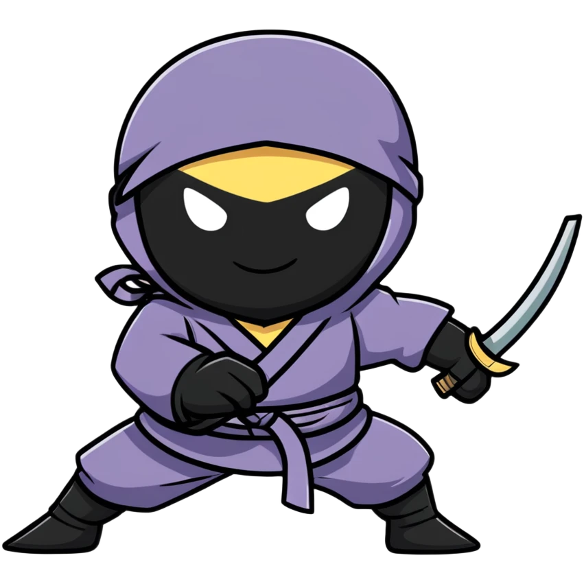 a cute cartoon ninja in action pose emoji