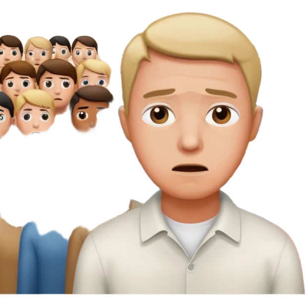 a famous artist FEELING FEAR, with the audience BEHIND HIM emoji