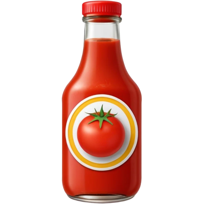 Ketchup in bottle with tomato on sticker emoji