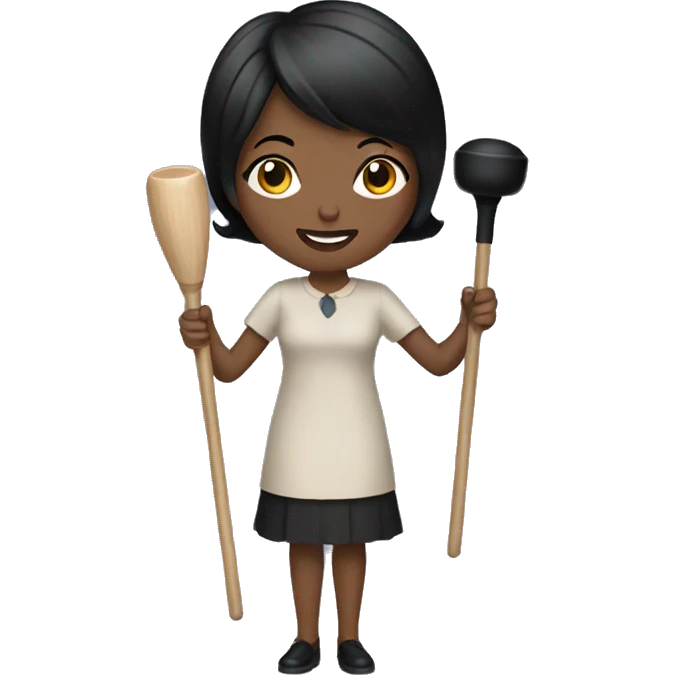 American Woman with short black hair holding plunger emoji