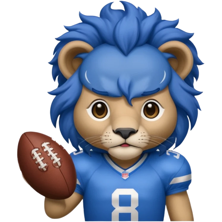 blue color lion wearing american football jersey emoji
