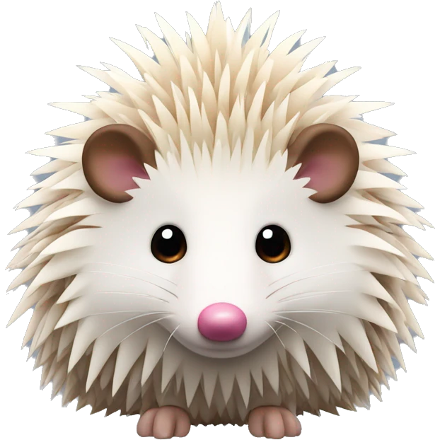 Hedgehog white creamy quills one pink ear one brown ear DIFFERENT COLORED EARS emoji