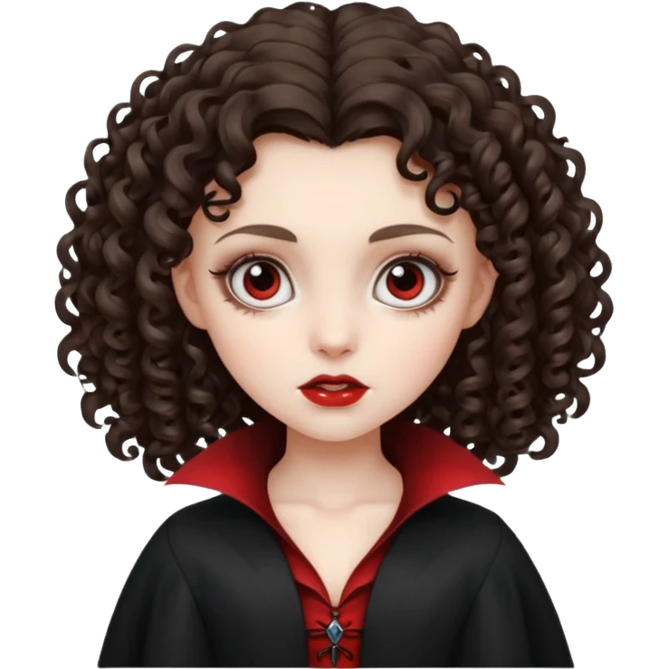vampire brunette girl with curly, almost straight hair big emoji