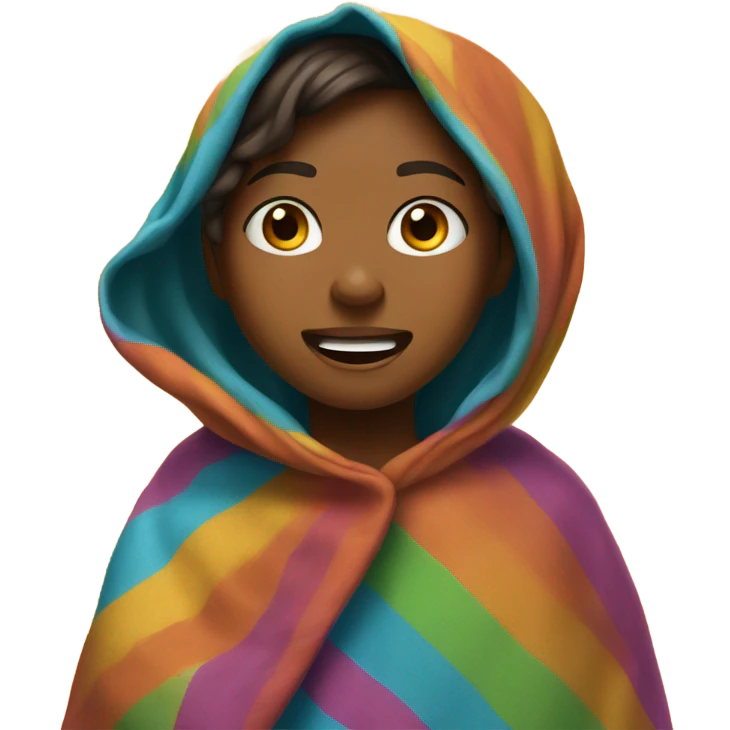Screaming brown skin girl with a blanket emoji