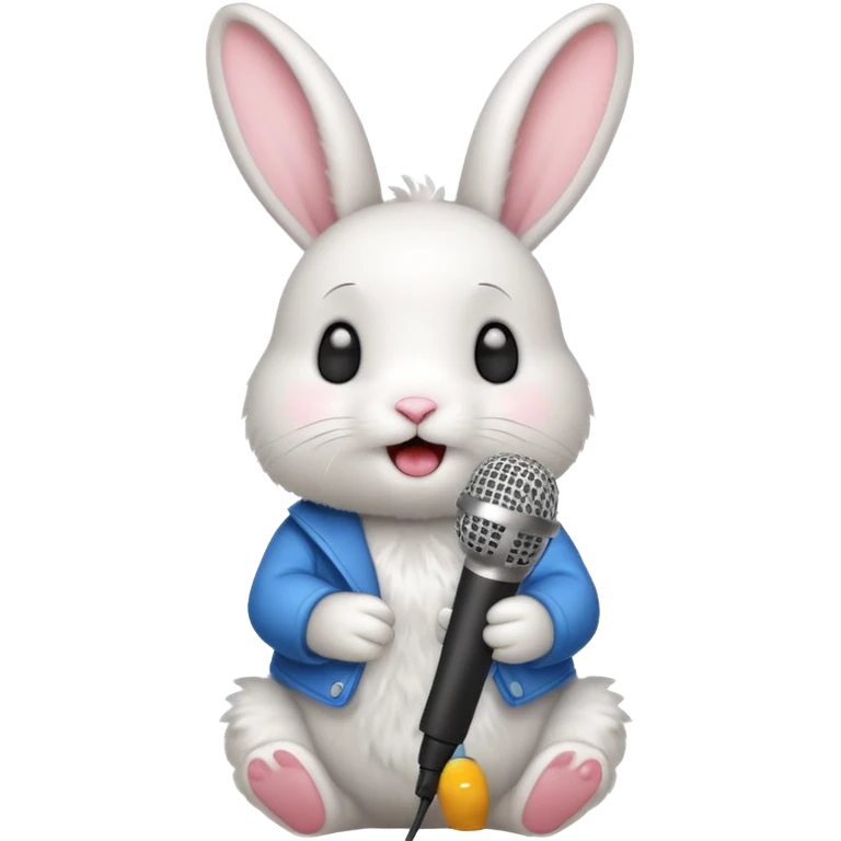 white bunnie singing to mic emoji