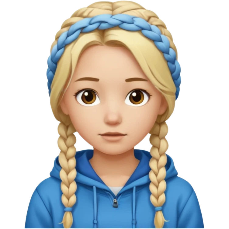 Blonde girl with braided hair wearing a hoodie emoji