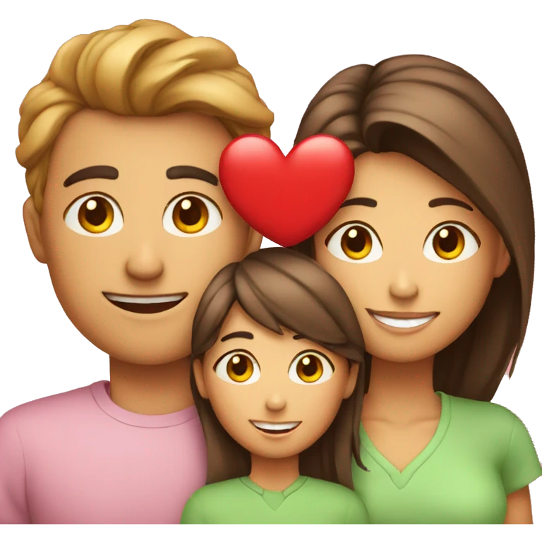 Heart and mom and dad and kids emoji