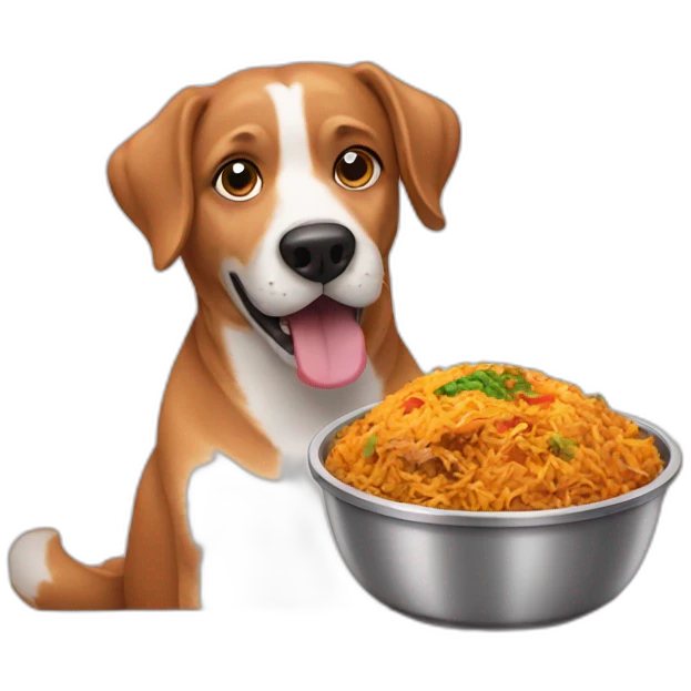 Dog eating biryani emoji