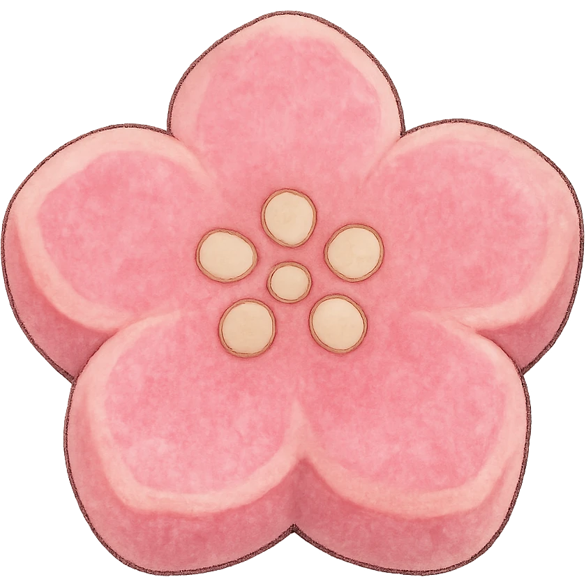 pink flower-shaped candy, ghibli style, isolated on transparent background emoji