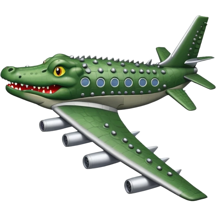 Un avions com cara de cocodrlilo i el cuerpo gris emoji