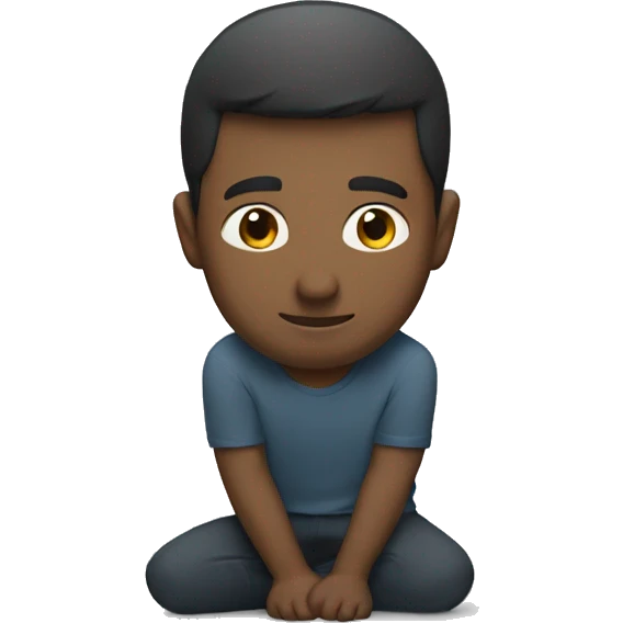 Man kneeling with arms behind his back and head tilted downward emoji