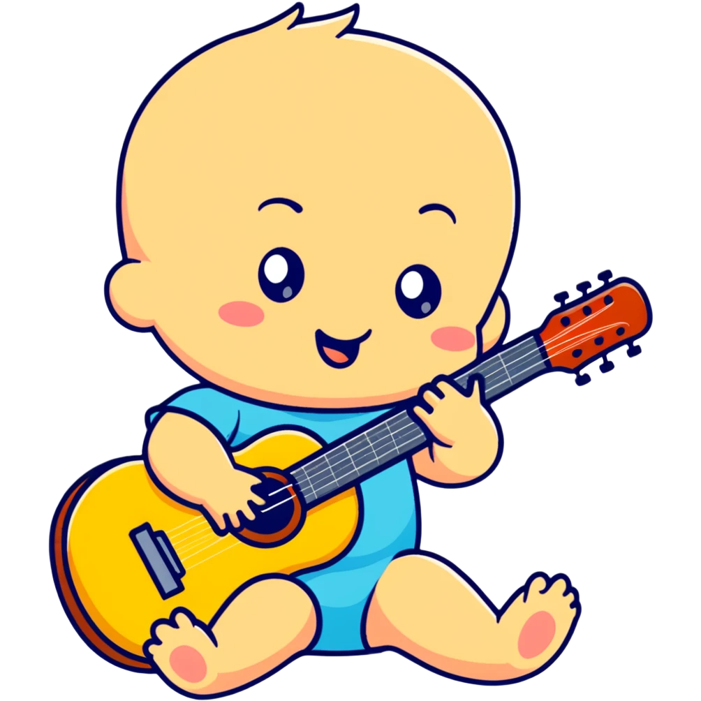 Un bebe encima guitarra emoji