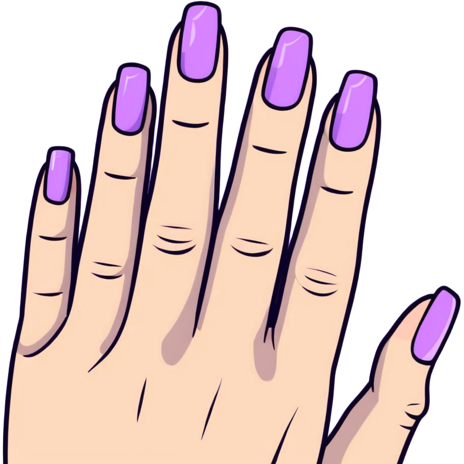 lilac pastel manicure with short nails emoji