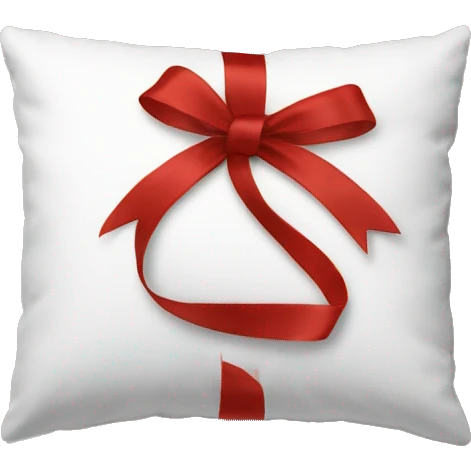 Aesthetic white pillow with red ribbon emoji