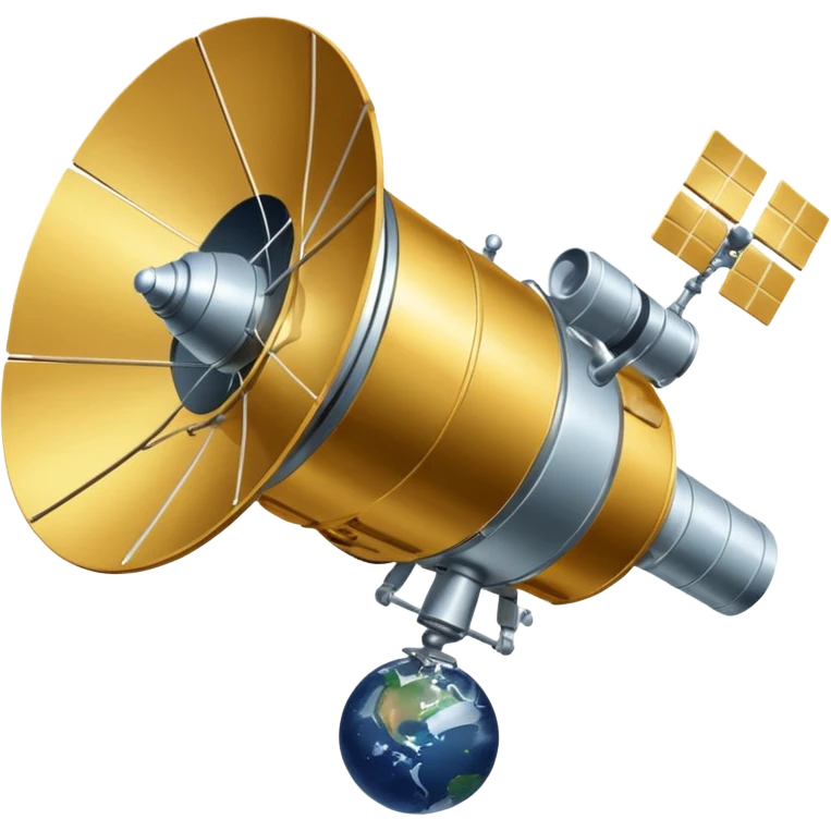 orbiting satellite in space observing stars emoji
