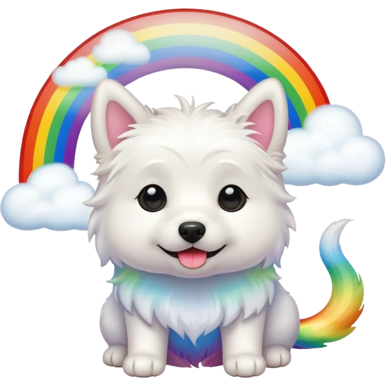 White dog under a rainbow  emoji