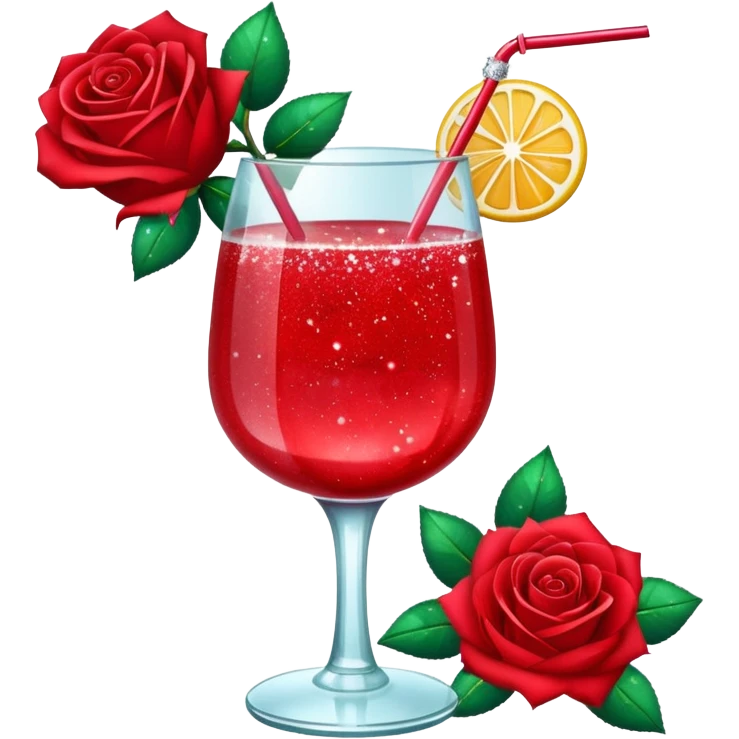 Glittery with roses red mocktail emoji