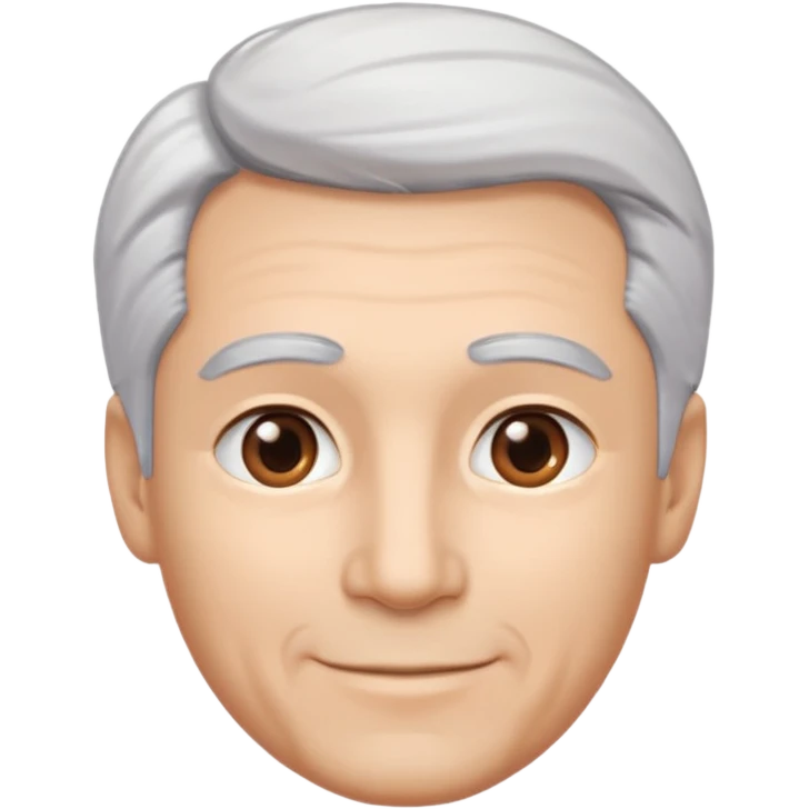 A light-skinned man with soft, silver-white hair styled upward, brown eyes, and a gentle smile. emoji