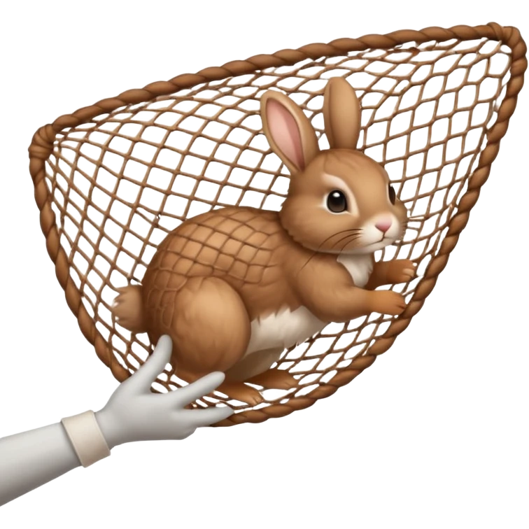 A hand held net catching a rabbit emoji