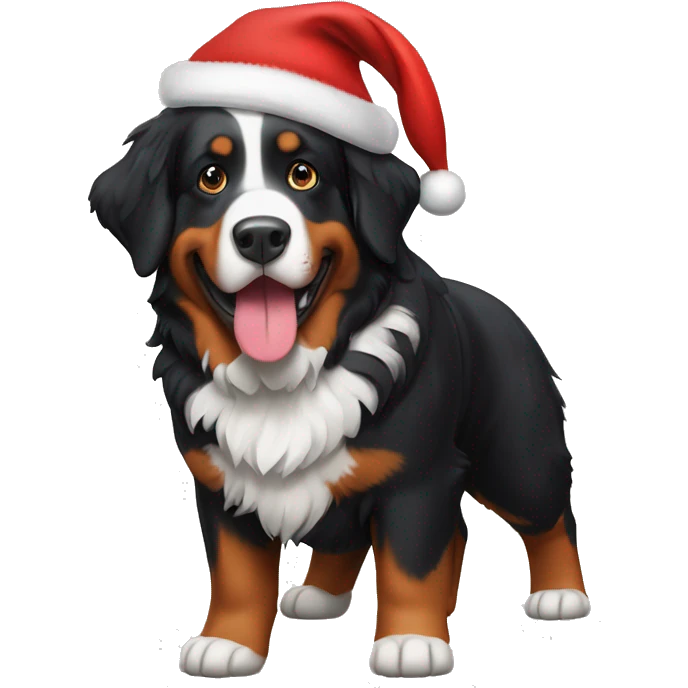 Bernese mountain dog in a Santa hat  emoji