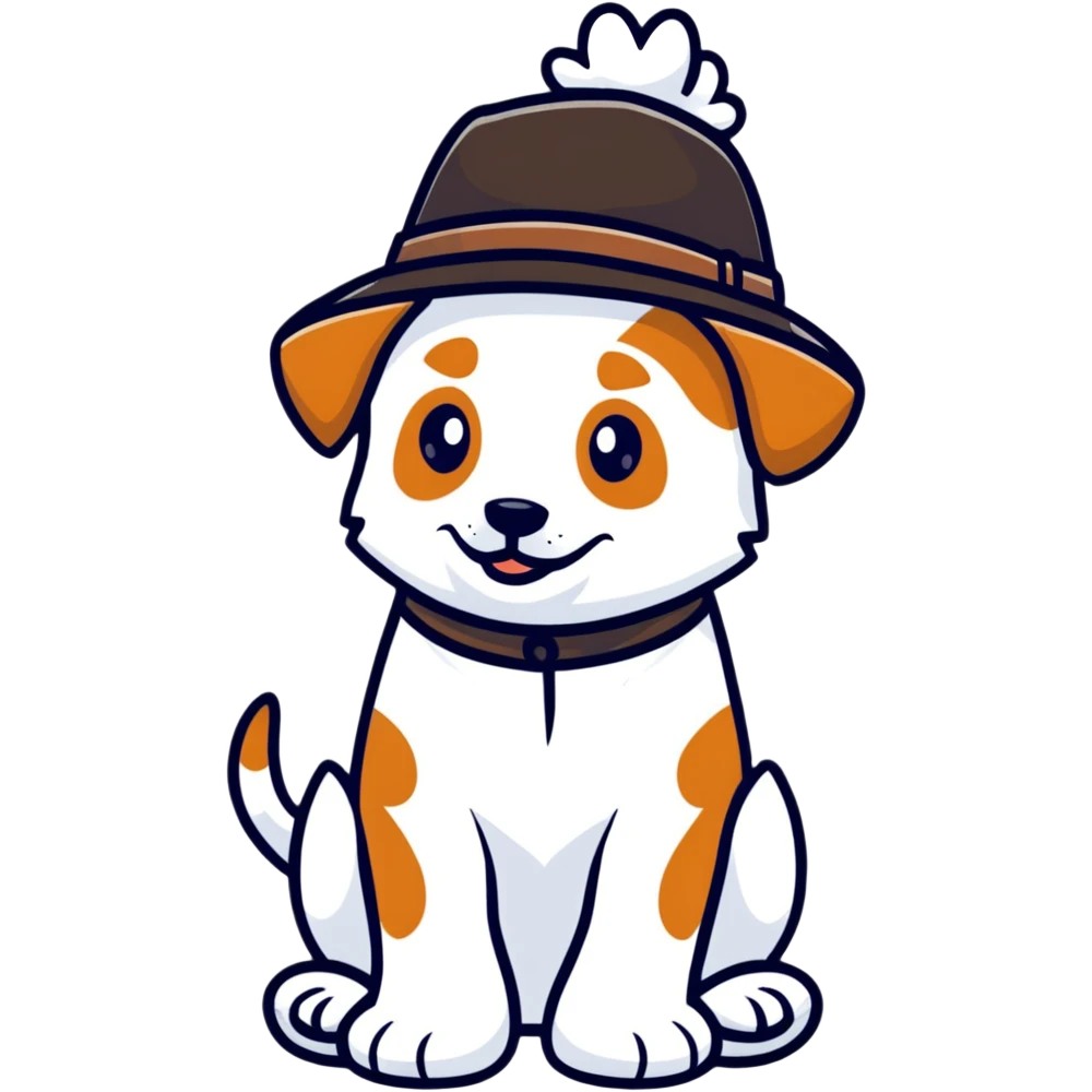 Puppy with a hat emoji