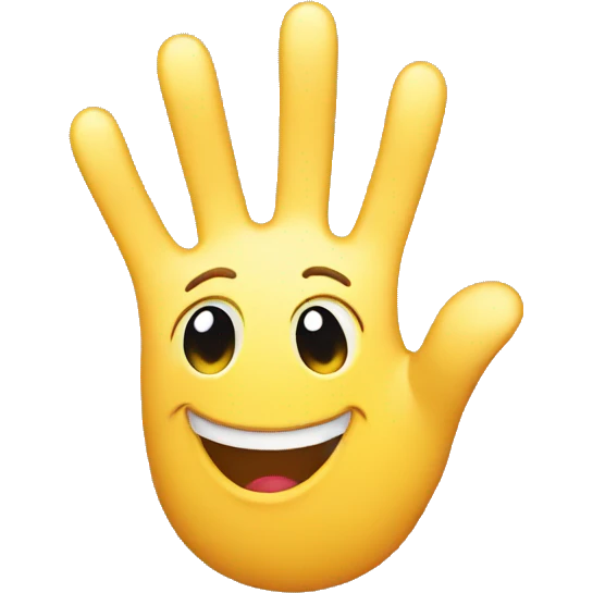 Smiley emoji with a waving hand emoji
