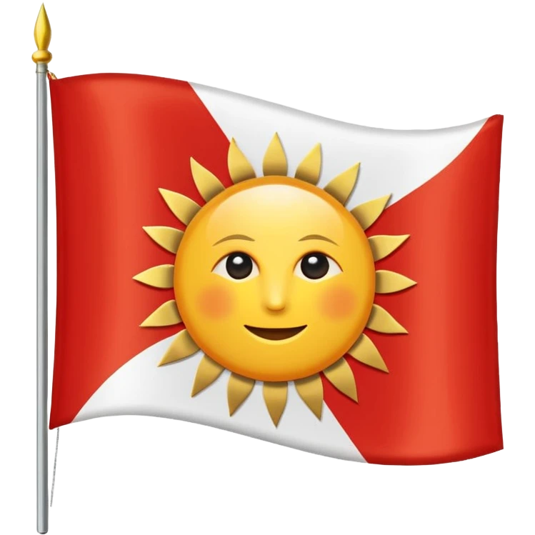 The ezidisch flag is white and red and in the middel is die sun  emoji