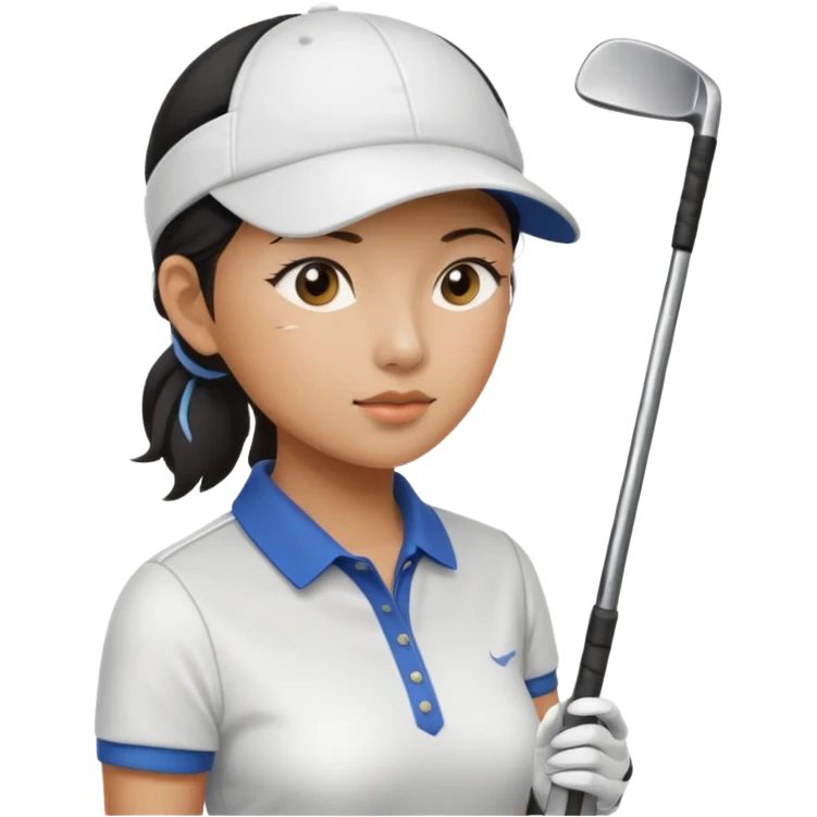 asian women golfer sick profile emoji