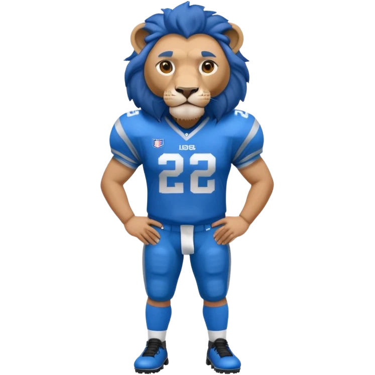 full blue color lion, wearing blue american football jersey emoji