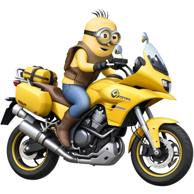 dibujo de moto VStron con un minions montado emoji