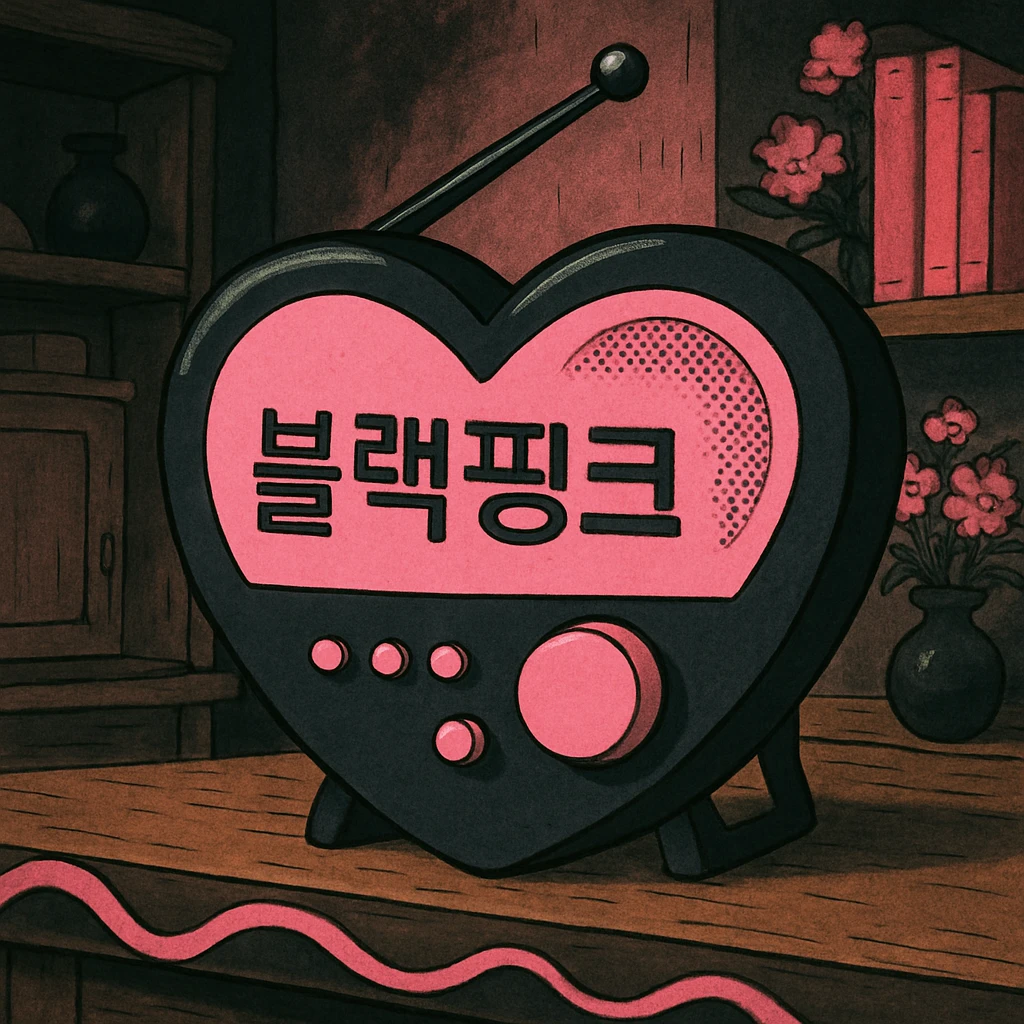 BLACKPINK-inspired object, black and pink colors, whimsical and detailed animation-inspired look, ghibli style emoji