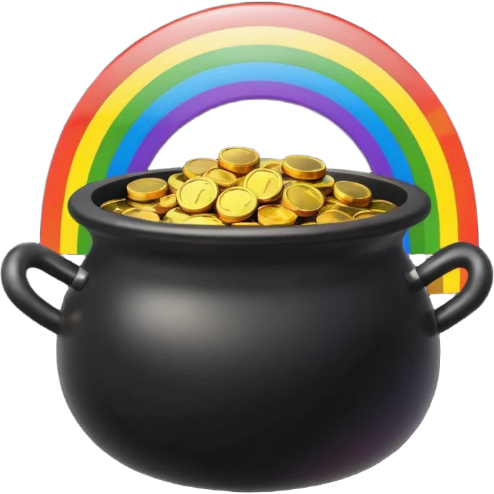 rainbow with a black pot of gold at the end cute emoji