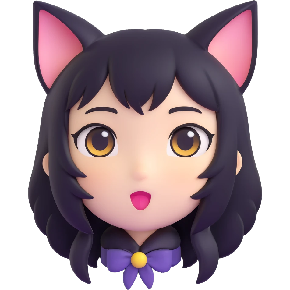 chibi anime catgirl face, playful emoji