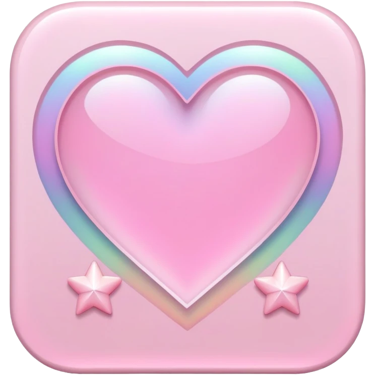 Iridescent pastel pink romantic formal elegant sophisticated cultured neat pretty beautiful nifty app icon with tiny heart shape and tiny star shape emoji