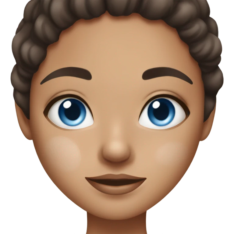 Skin care on white freackles skin of a brunett blue eyes girl  emoji
